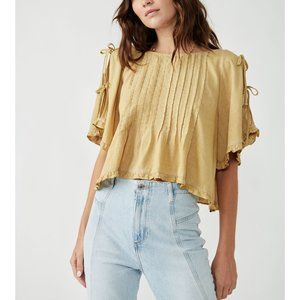 FREE PEOPLE Lilia Pintuck Top / Peach Sunrise NWT